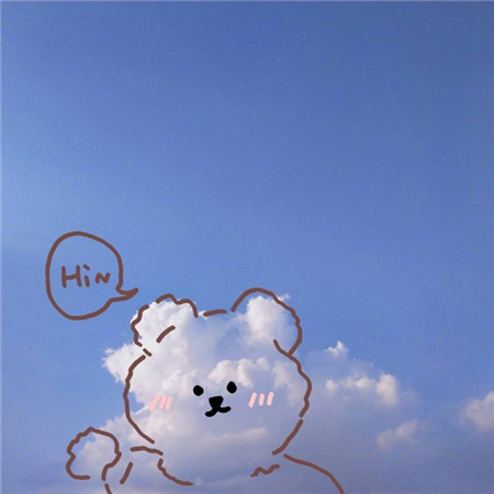 手绘卡通简笔画蓝天白云图片分享