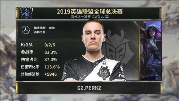 【LOL】S9八强赛的Perkz状态到底有多好：拿到卡莎和霞就接管比赛！