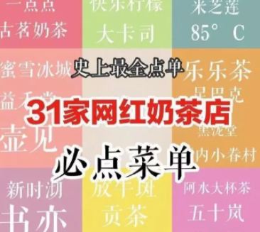 抖音最火网红奶茶店必点清单