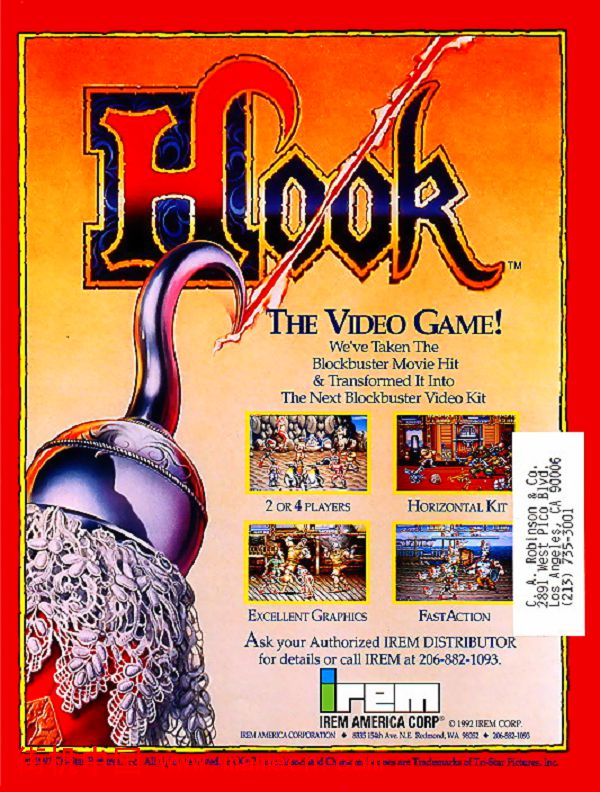 铁钩船长美版Hook(US)街机游戏海报