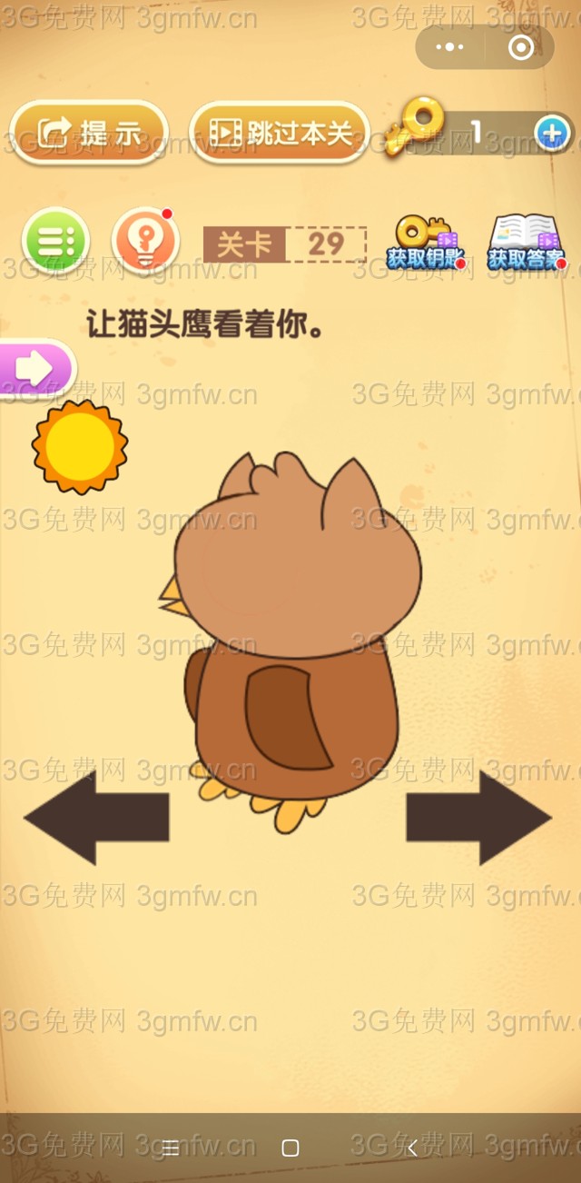 最强大脑闯关第29关【让猫头鹰看着你】答案攻略