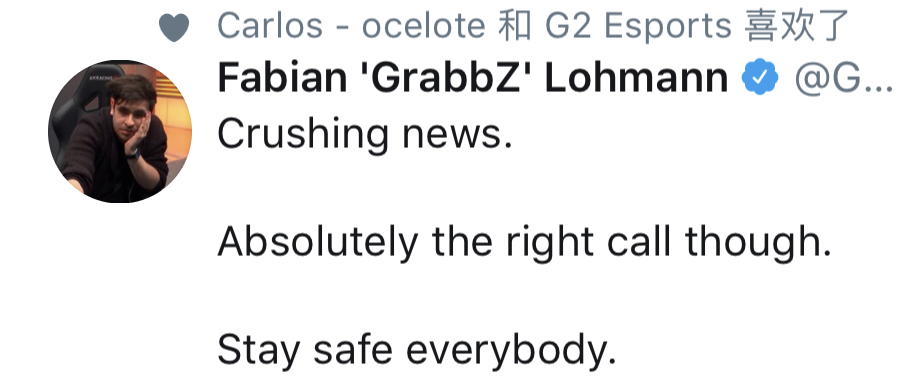 LEC、LCS停赛:大师兄表示失业 Perkz:我们被新冠团灭了