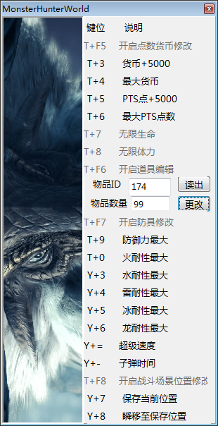 怪物猎人世界:冰原十八项修改器 peizhaochen版