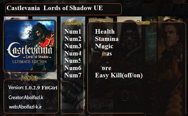 恶魔城暗影之王终极版七项修改器 v1.0.2.9 Abolfazl版