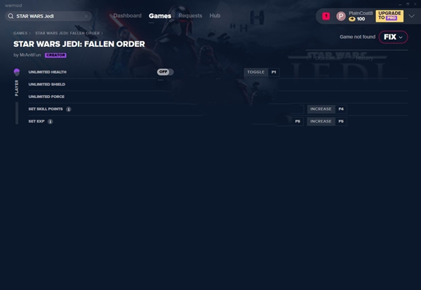 星球大战绝地陨落的武士团五项修改器Steam版 v2019.12.20 MrAntiFun版