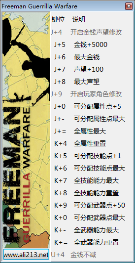 自由人:游击战争 v1.21 十七项修改器