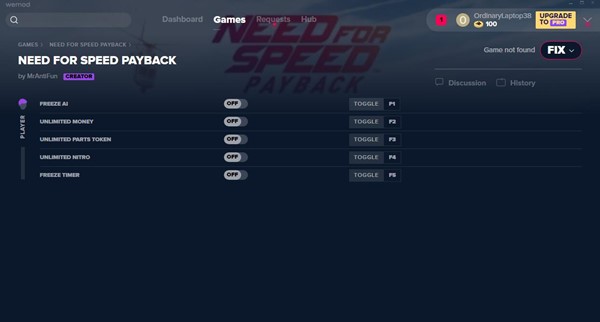 极品飞车20：复仇五项修改器 v2019.10.19 MrAntiFun版