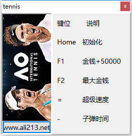 奥洲国际网球四项修改器 v0.1.1.0.1252 peizhaochen版