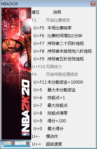 NBA2K20十五项修改器 v1.0 风灵月影版