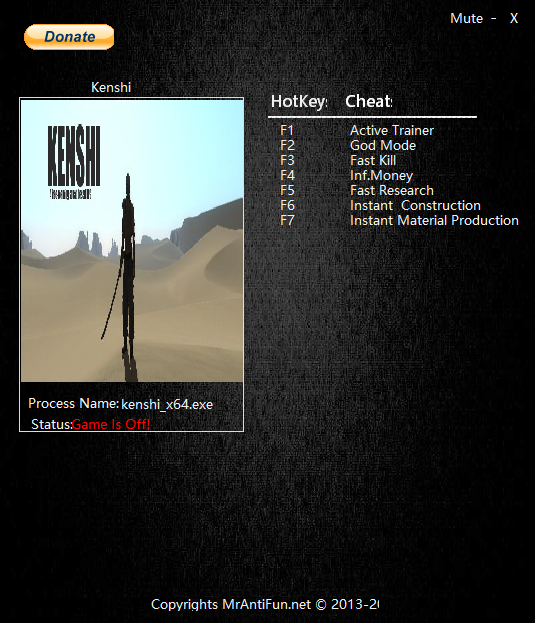 剑士Kenshi六项修改器 v0.95.40 MrAntiFun版