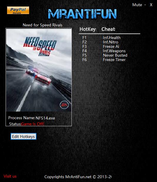 极品飞车18：宿敌六项属性修改器 v1.4 MrAntiFun版
