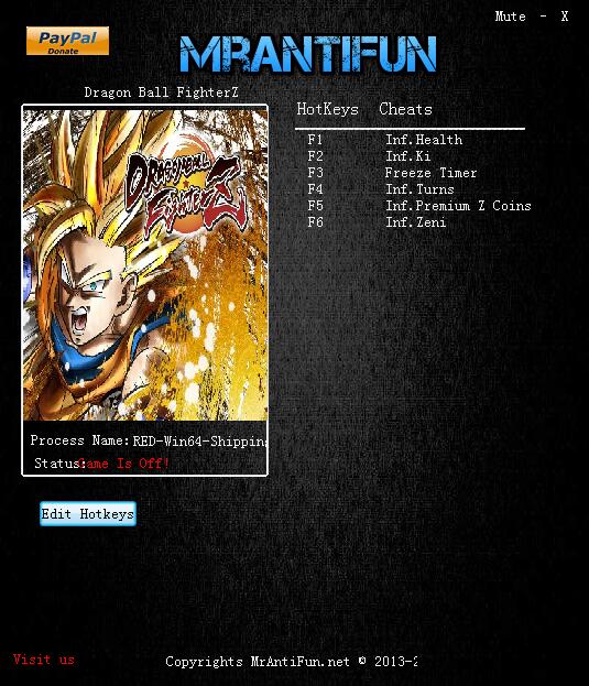 龙珠斗士Z六项修改器 v1.10 MrAntiFun版