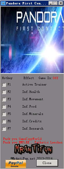 潘多拉:第一次接触六项修改器 v1.5.4 MrAntiFun版