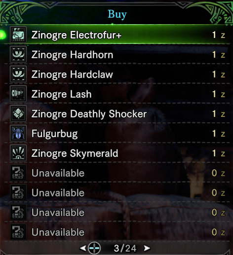 怪物猎人世界冰原1Z价格商店mod下载 v1.0 最新版
