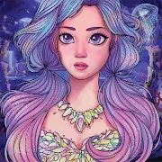 女孩彩色绘画