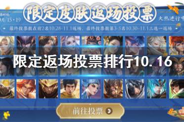 《王者荣耀》限定皮肤返场投票排行10.16 10月16日返场投票排行