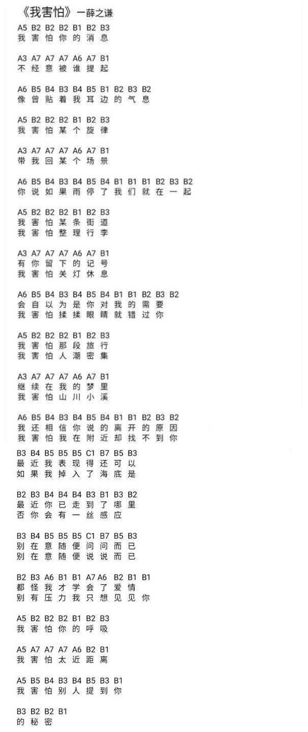 《光遇》我害怕乐谱分享解析