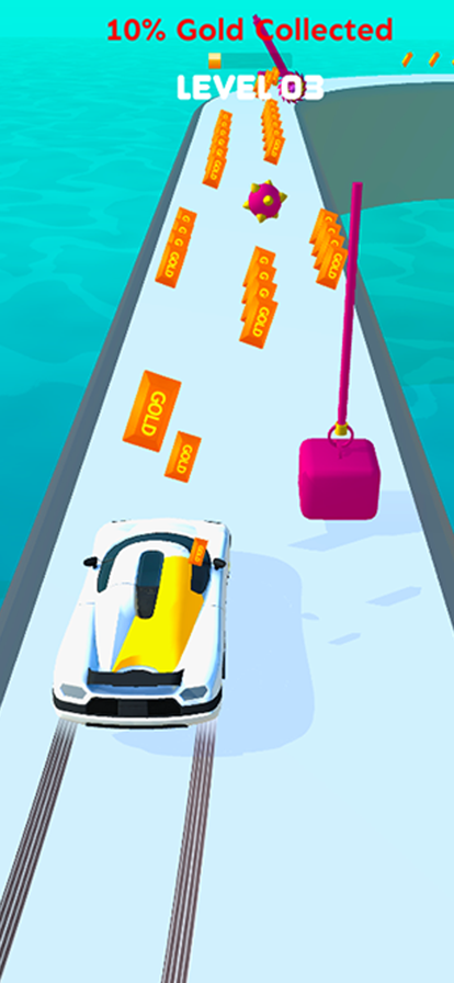 金色汽车跑3D截图