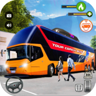 Tourist Coach Bus Highway Driving