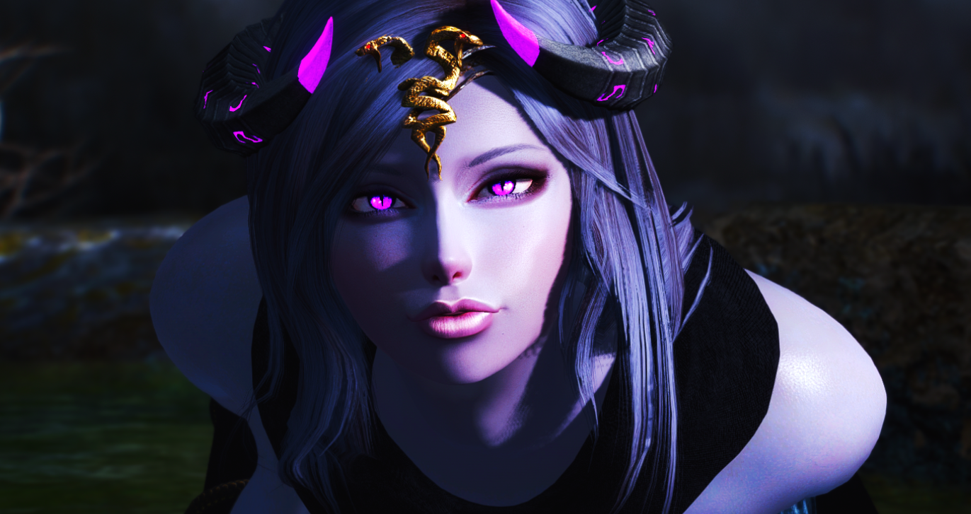 《上古卷轴5：天际重制版》紫色魅魔面部预设MOD截图