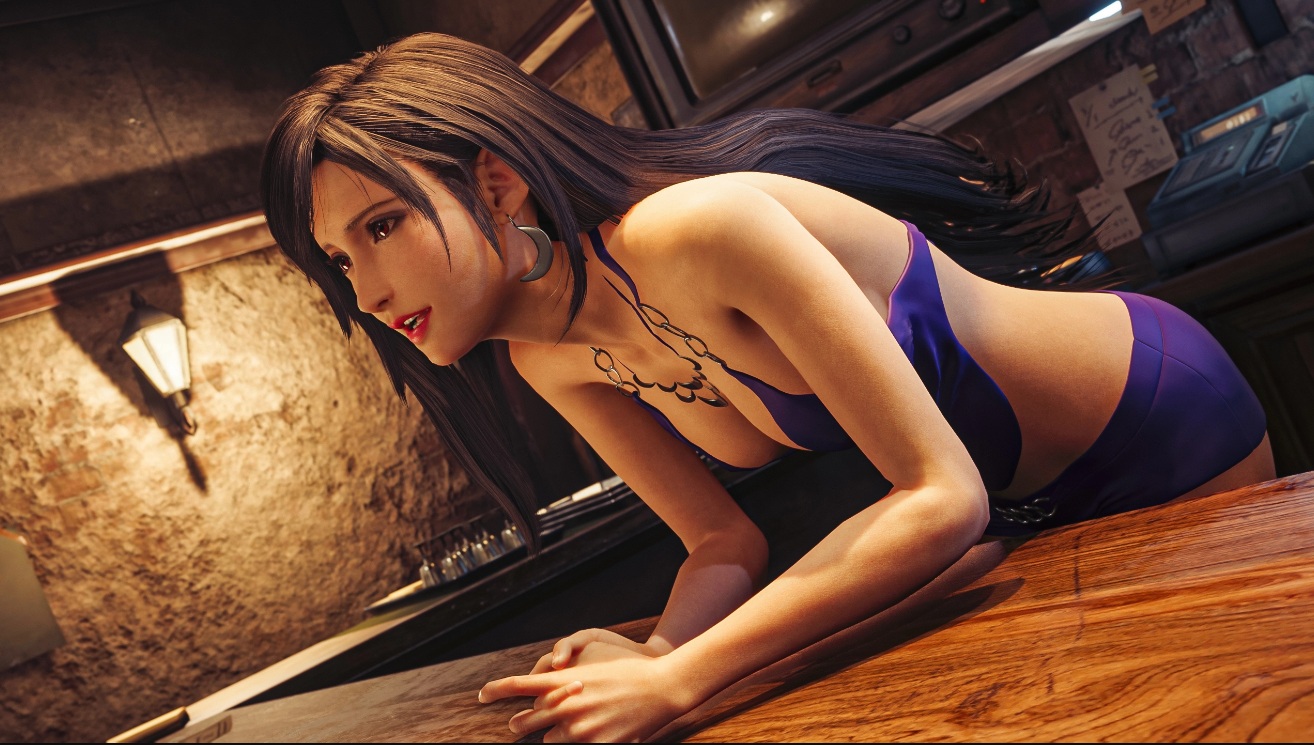 《最终幻想7:重制版》蒂法新款紫色礼服MOD截图