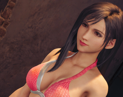 《最终幻想7:重制版》蒂法清纯素颜粉色鳞片泳衣MOD截图