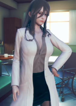 《AI少女》灰色衬衫黑色短裙白大褂女医生MOD截图