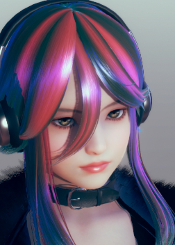 《AI少女》紫色长发红色挑染时尚黑衣御姐MOD截图