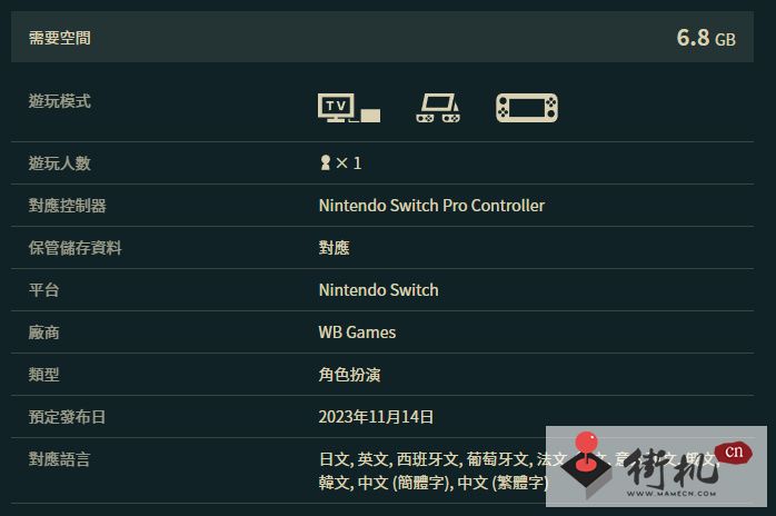 《霍格沃茨之遗》switch内存介绍